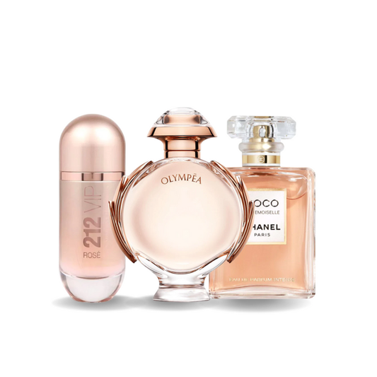 Set od 3 parfema | Carolina Herrera 212 VIP ROSÉ, Paco Rabanne OLYMPÉA a Chanel COCO MADEMOISELLE 100 ml